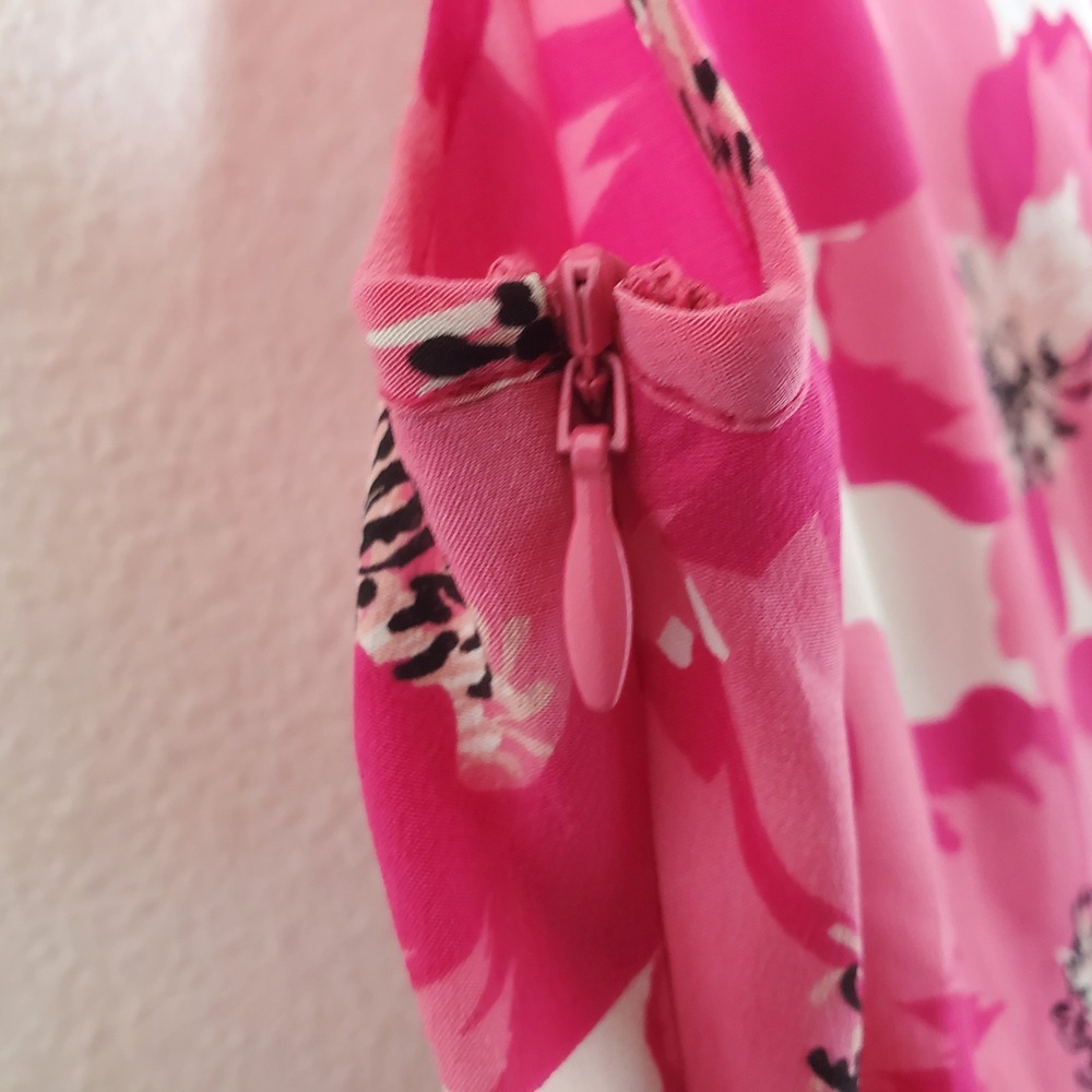The Kooples NWT Pink Floral Silk Fit & Flare Dress Summer Party US Size Large‎ - Picture 5 of 15